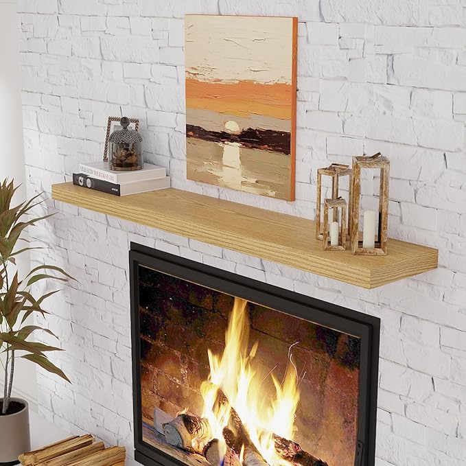 Fun Memories 55 Inch Floating Shelves for Wall, 55x9.3 Large Floating Shelf for Bedroom, Kitchen, Bathroom, Wall Mounted Rustic Wood Shelves with Invisible Bracket for Books, Decor, Oak