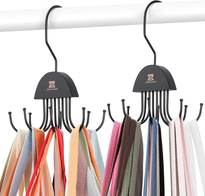 ZEDODIER 2 Pack Tank Top Hanger, Rotatable Bra Organzier for Closet, Max 48 Storage Capacity Sport Bra Holder, Space Saving Closet Organizers and Storage, Black