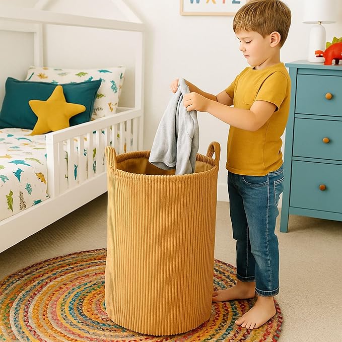 PUTSKA Laundry Basket Hamper – Blanket Basket for organizing, Décor and Toys, Clothes Hamper – Perfect for Baby and Kids Room, Nursery, Bedroom, Bathroom, Living Room – Extra large, Brown