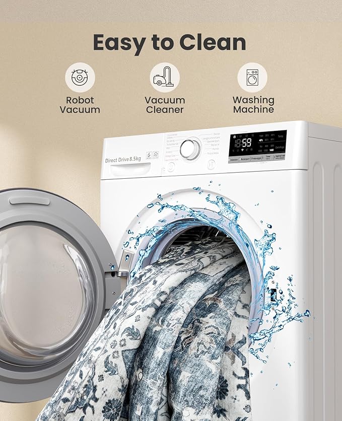 AMADA HOMEFURNISHING 5x7 Area Rugs, Washable Living Room Rug Low-Profile with Non-Slip Backing & Durable Edge Binding, Vintage 5x7 Rugs for Living Room, Bedroom, Dinning Room