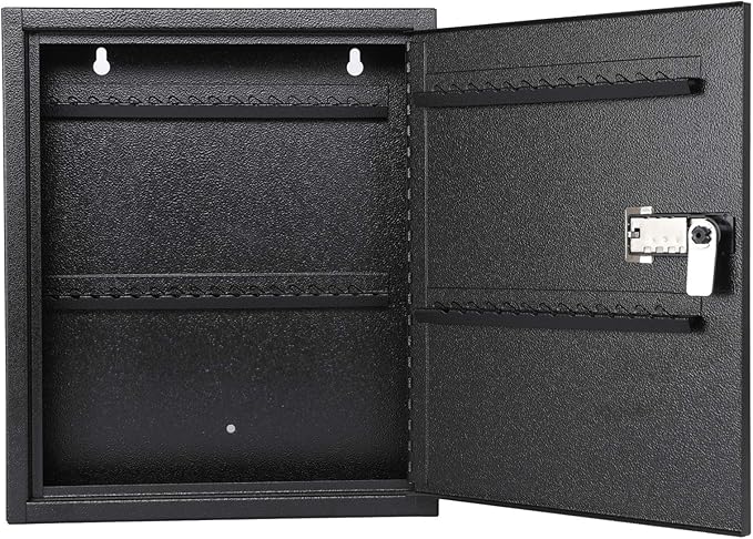 KYODOLED Locking Key Cabinet, 60 Key Storage Lock Box with Code, Key Box Wall Mount with Combination Lock, Key Hooks & Tags Key Labels(Black,60 Key)