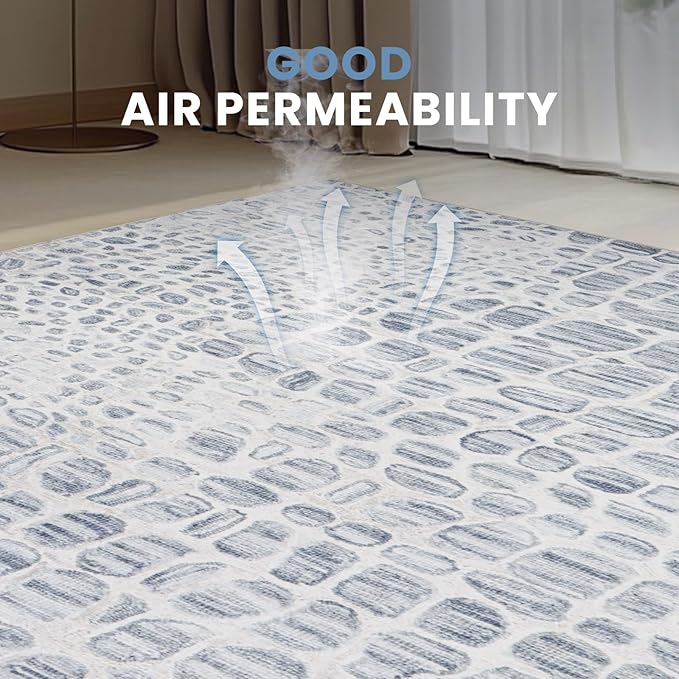 Washable Rugs 8x10 Area Rugs for Living Room,Bedroom,Dining Room- Modern Abstract Large Area Rugs with Non Slip Rubber Backing,Soft Low Pile Neutral Accent Carpet for Nursery Dorm Home Office