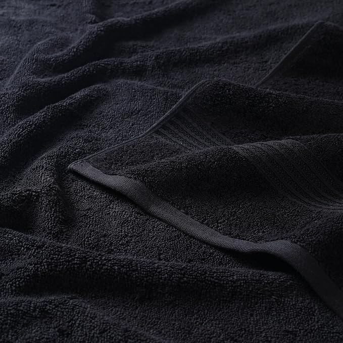 Superior Egyptian Cotton 8-Piece Towel Set, Assorted Towels for Home Bathroom, Guest Bath Decor Essentials, Includes 2 Bath, 4 Hand, 2 Face Towels/Washcloths, Quick Dry, Absorbent, Black