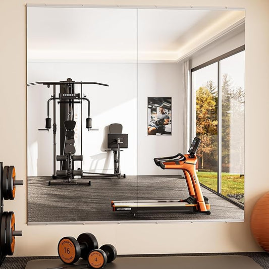 Keonjinn Home Gym Mirror, 72" x 36" - 2PCS Workout Mirrors for Home Gym, Frameless Tempered Glass, Full Body Wall Mirrors for Fitness Exercise, Yoga Room, Dance Studio, Bedroom, Garage