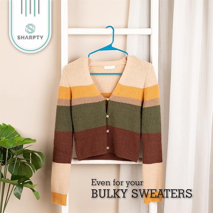 Sharpty Plastic Hangers Clothes Hangers for Clothing, Closet, Coats & Shirts - Notched, Durable, Thick, Tough & Space Saving - for Everyday Standard Use, Room Essentials & Basics - 20 Pack - Blue