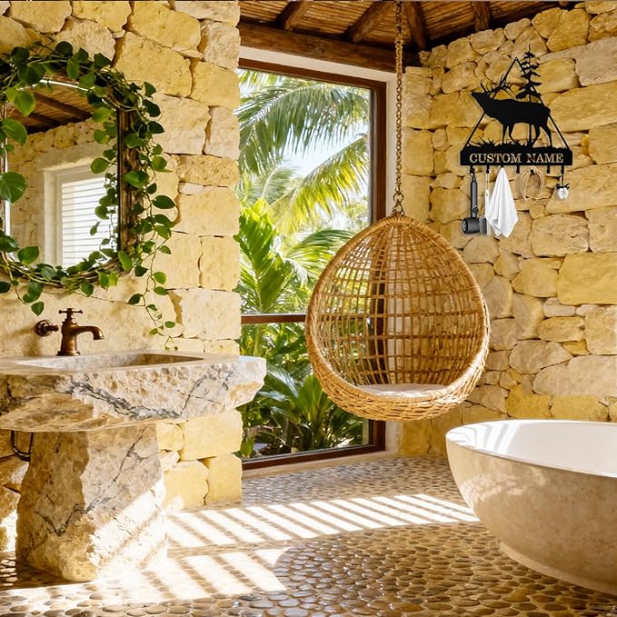 Personalized Deer Key Holder Wall Mount, Custom Metal Keys Hanger for Wall with Name, Custom Key Rack Holder with Hooks for Entryway, Front Door, Hallway, Living Room, Kitchen