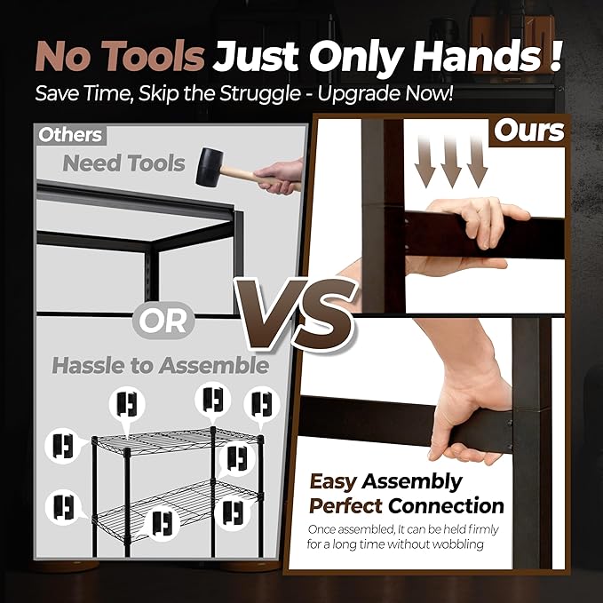 HOMEDANT House 5 Tier Laminated Metal Shelving Unit Adjustable Storage Utility Rack Heavy Duty Shelves Organization Multipurpose Shelf Kitchen Garage Pantry Closet (3, (L) 48.1" W, Black)