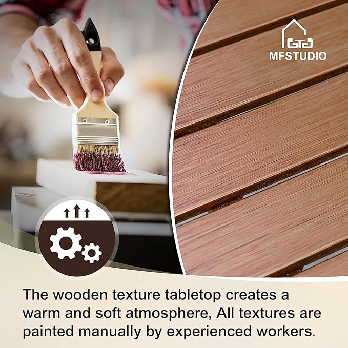 MFSTUDIO 2 Pieces Acacia Wood Patio Dining Chairs, Natural Oil Finished Teak Outdoor Dining Chair Set of 2, Slat Back Patio Dining Set Teak Outdoor Chairs with Removable Cushion for Garden, Backyard