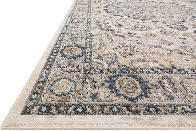 Loloi Teagan Collection TEA-01 Natural/Lt. Grey 5'-3" x 7'-6" Area Rug, Large, Soft Neutral Rug, High-Traffic for Living Room, Bedroom, Home Office, Dining Area