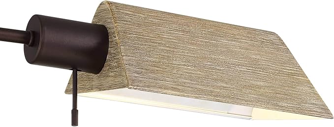 Regency Hill Jenson Rustic Farmhouse Industrial Swing Arm Pharmacy Floor Lamp Standing 54" Tall Bronze Faux Wood Adjustable Height Task Lighting for Living Room Reading House Bedroom Home