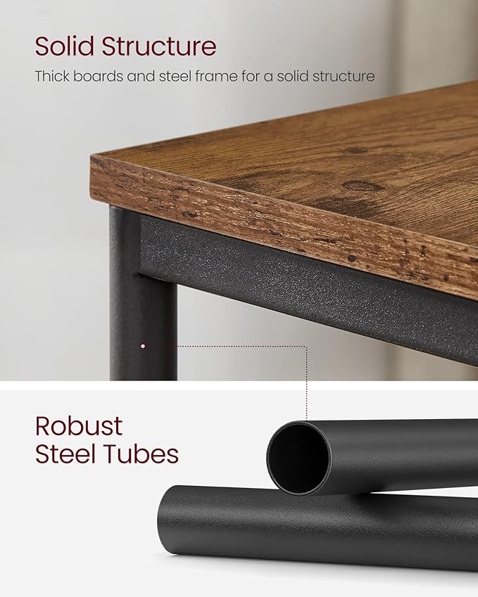 VASAGLE Side Table, Small End Table, Nightstand for Living Room, Bedroom, Office, Bathroom, Rustic Brown and Black ULET271B01