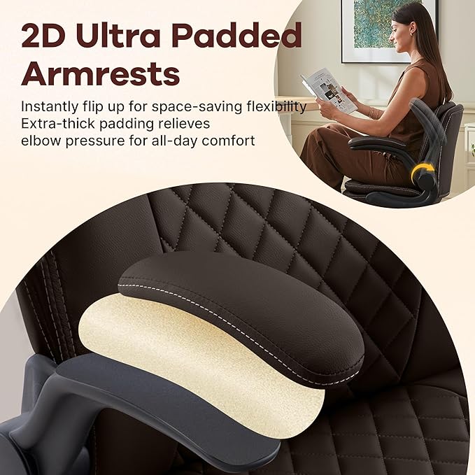 Cross Legged Office Chair: ADHD Criss Cross Desk Chair with Wheels & Stretchable Rotating Footrest - Height Adjustable Wide Yoga Kneeling Meditation Chair with Flip-up Armrests Back Support