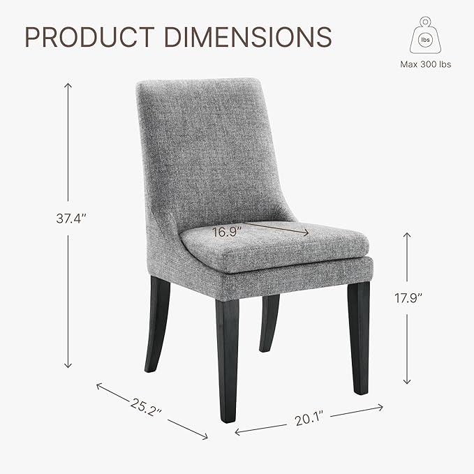 Upholstered Dining Chairs Modern Sidechair Performance Fabric High Back Armlesschair for Diningroom Kitchen,Dark Grey,Set of 4(2 Box)