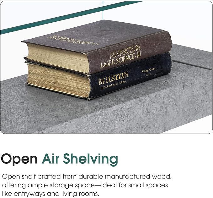 ivinta Glass Console Table with Storage, 39.4" Modern Entryway Table for Living Room, Foyer, Hallway, Bedroom 5101 (Gray)