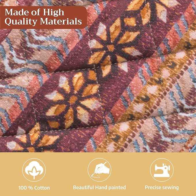 Maison d' Hermine Pot Holders Set 100% Cotton Heat Resistant Potholders 8" x 8" Hot Pads with Loop for Thanksgiving Christmas Decorations BBQ Cooking Baking Handling Hot Pans (Pack of 2, Fair Isle)