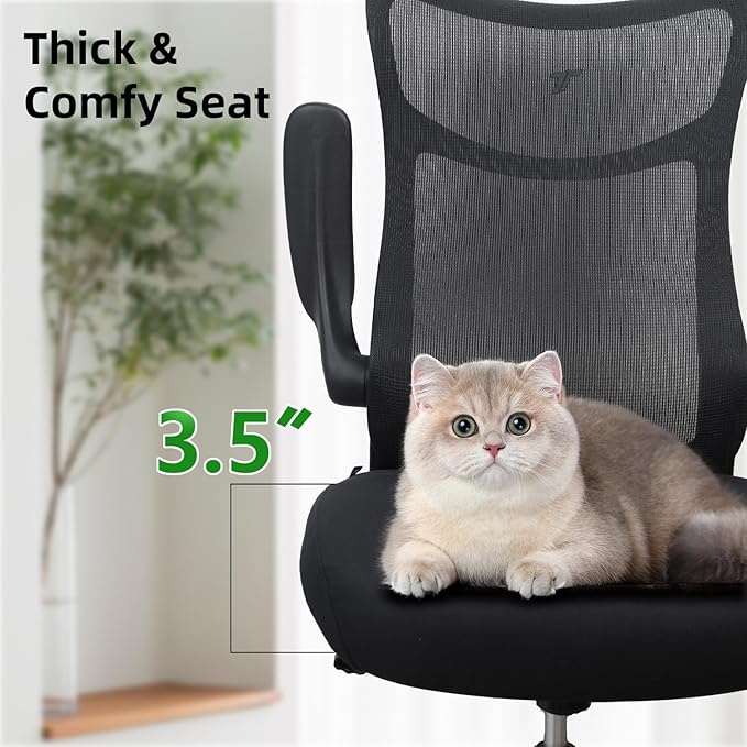 TT Airflex V2 Mesh Ergonomic Super Soft Wide Cushion Office Computer Desk Chair Adjustable Arms (Graphite Black)