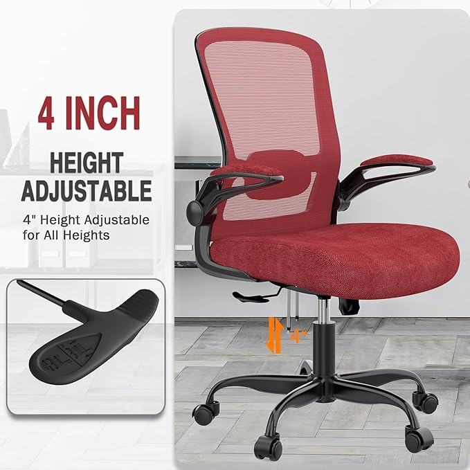 Mimoglad Office Chair, Ergonomic Desk Chair with Adjustable Lumbar Support, High Back Mesh Computer Chair with Flip-up Armrests-BIFMA Passed Task Chairs, Executive Chair for Home Office