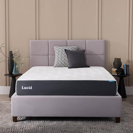 Lucid 10 Inch Memory Foam Mattress - Firm Feel - Infused with Refreshing Bamboo Charcoal and Cooling Gel - Bed in a Box - Temperature Regulating - Pressure Relief - Breathable - Twin XL Size