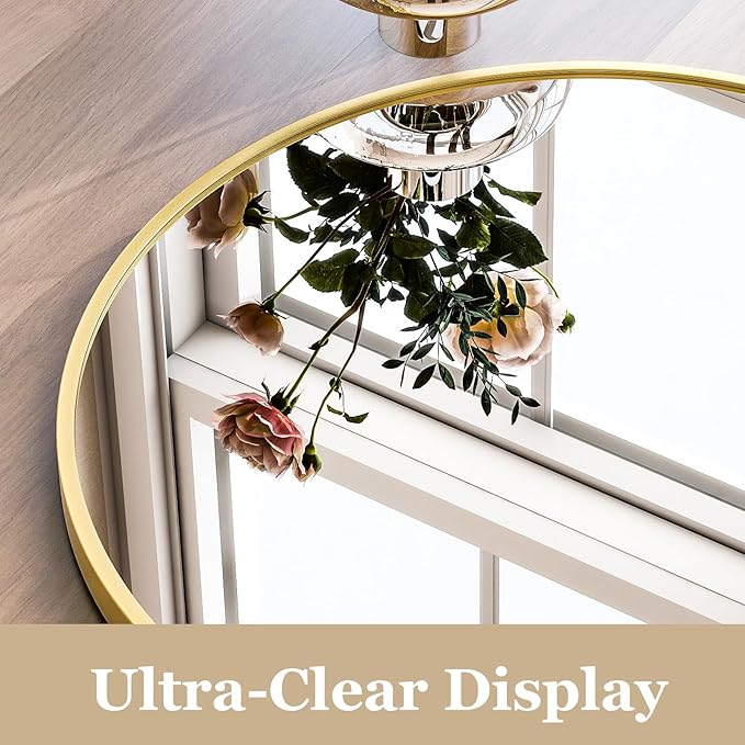 HARRITPURE Arched Full Length Mirror - 64"x21" Large Floor Standing Mirror Aluminum Frame Dressing Mirrors with Stand for Bedroom/Living Room Wall Mounted, Gold