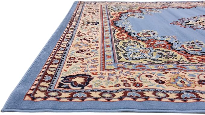 Unique Loom Reza Collection Traditional Persian Style Area Rug, 9 x 12 ft, Light Blue/Ivory