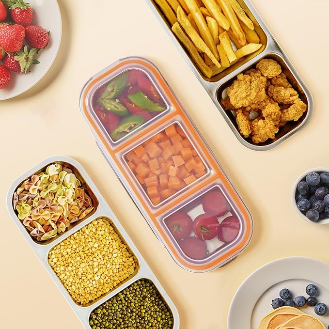 WELTOKE 3 Pack Stainless Steel Snack Containers for Kids & Adults,Metal Snack Containers with Lids,Reusable Snack Container for School, Work, Home & Travel