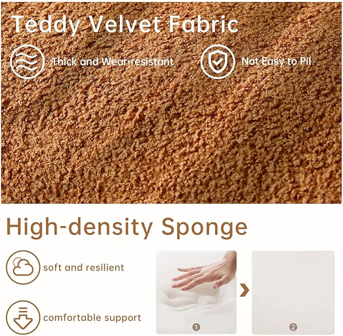 118" Modular Sectional Sofa with Movable Ottoman, 3-Seater Modern Teddy Velvet L-Shaped Couch, Convertible Cloud Sofa for Living Room, Sectional Boneless Couch