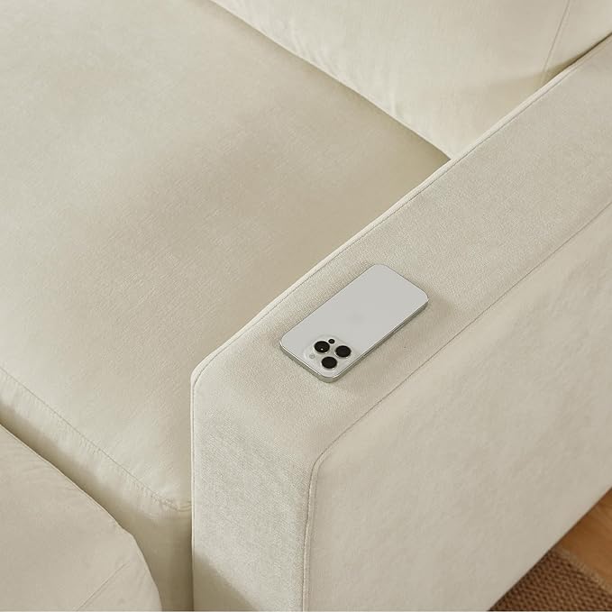 CHITA 116" Sectional Couches for Living Room, Modular Sectional Sofa with Chaise, Comfortable 8-Layer Cushion Structure Design, 4 Seat L Shaped Couch, Chenille in Cream