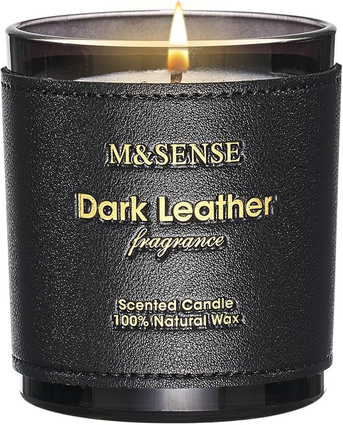 M&SENSE Tobacco Leather Berries Scented Candles, Heavy Scented Candles,Vegan Soy Wax,10oz 42-Hour Long Burning Time,Relax Fall Home Fragrance, Cozy Winter Romance Fancy Gifts for Men Women