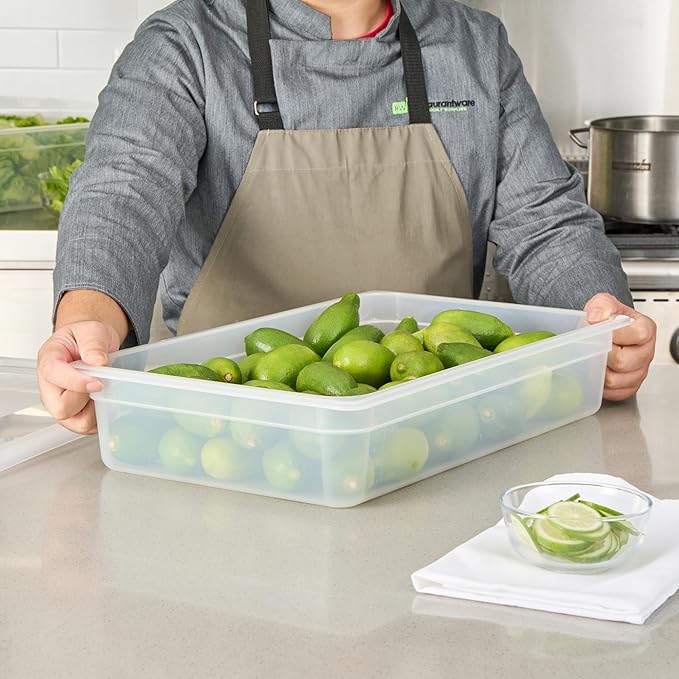 Restaurantware Food Pans Pack of 10 Plastic Rectangle Food Containers Full Size with Traceability Label, Storage Containers Dishwashable Hot Cold Friendly for Restaurants Buffet Commercial Use