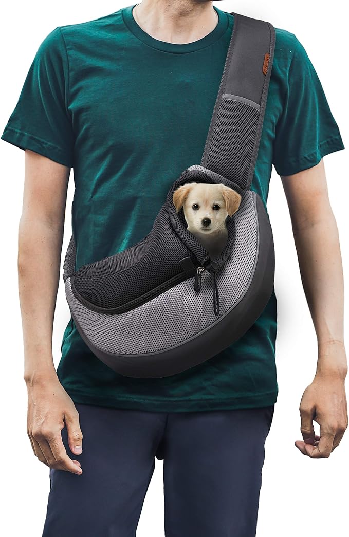 FDJASGY Pet Sling Carrier for Small Dogs Cats,Breathable Mesh Travelling Hand Free Puppy Backpack with Pouch and Adjustable Strap Carrier