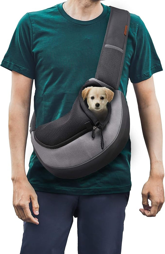 FDJASGY Pet Sling Carrier for Small Dogs Cats,Breathable Mesh Travelling Hand Free Puppy Backpack with Pouch and Adjustable Strap Carrier