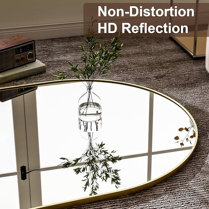 GLSLAND-77 x38 Arched Full Length Mirror - Oversize Floor Mirrors Aluminum Alloy Frame Full Body Dressing Mirror for Bedroom Living Room,Gold