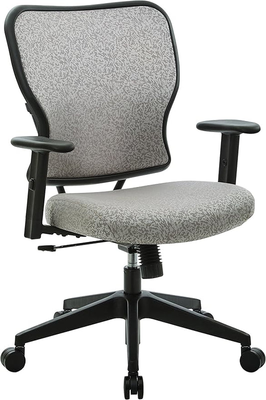 Space Seating Series Deluxe Padded Adjustable Manager's Office Chair with Adjustable Arms and Heavy Duty Metal Base, Latte Fabric