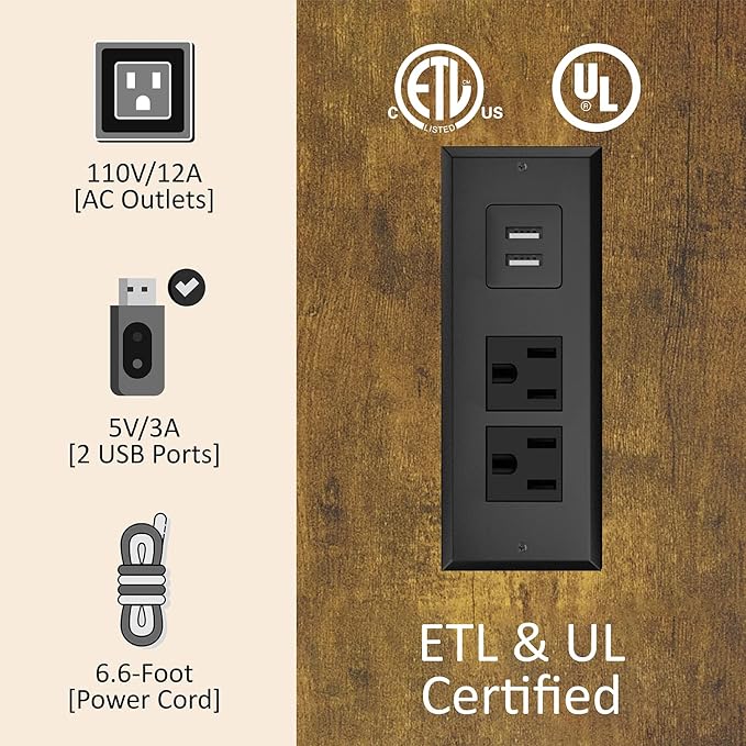 AMERLIFE Queen Size Bed Frame Wooden Platform Bed with 51.2" LED Storage Bookcase Headboard, 4 Storage Drawers & Charging Station/No Box Spring Needed/Noise Free/Rustic Brown