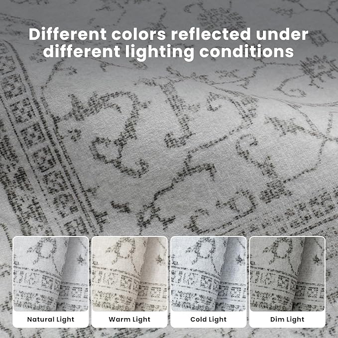 Washable Rugs 8x10 Area Rugs for Living Room,Bedroom,Dining Room- Soft Low Pile Stain-Resistant Carpet with Non-Slip Rubber Backing,Large Vintage Area Rug for Farmhouse Nursery Home Office Decor