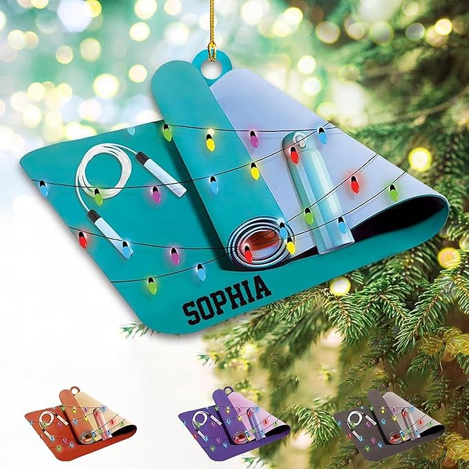 Noni Personalized Yoga Ornament, Custom Name Acrylic Christmas Decoration, Custom Name Mat Decor, Gift for Coach, New Yogi