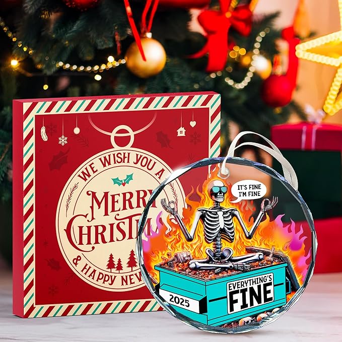 Dumpster Fire Ornament for Christmas Tree - Ideal Dumpster Fire Gifts for Him and Her - Unique Decorative Ornaments for The Holiday Season - A Sentimental Reminder of 2025 - Funny Christmas Ornaments
