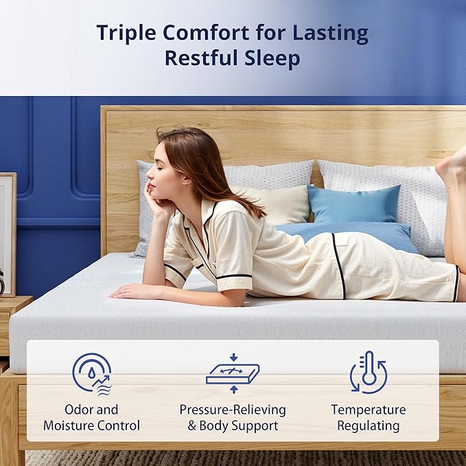 EGOHOME 6 Inch Twin Mattress for Kids, Gel Memory Foam with Charcoal, Fiberglass Free, CertiPUR-US Certified, Temperature-Regulating, Washable Cover, Medium Firm, Bed in a Box, 75"x38"x6"