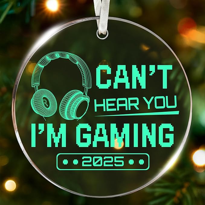 Gaming Ornaments for Christmas Tree - Innovative Gamer Ornaments 2025 Design, Gifts for Video Games Lovers, Unique Headphone Ornament, 'Can't Hear You, I'm Gaming' Theme, Ideal Gift for Gamers