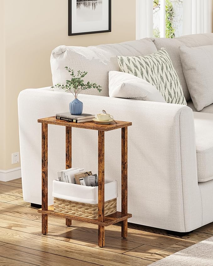 TUTOTAK Small Side Table, Narrow End Table, Skinny Sofa Table, Slim Nightstand, Couch Table, Living Room, Bed Room, Pure Brown TB01BB062C