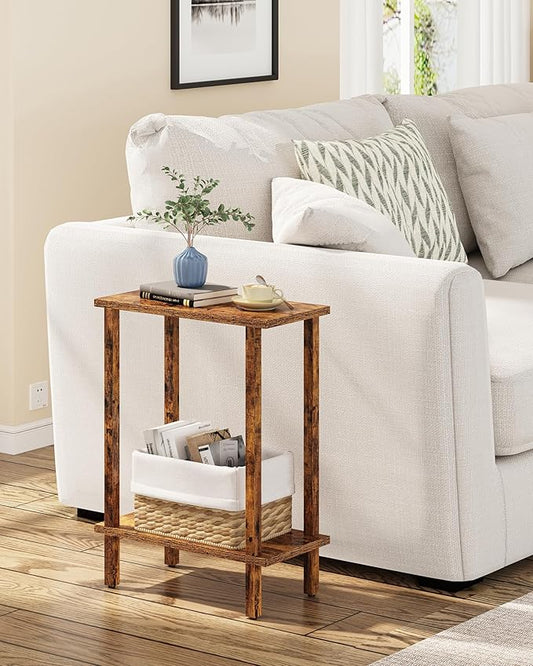 TUTOTAK Small Side Table, Narrow End Table, Skinny Sofa Table, Slim Nightstand, Couch Table, Living Room, Bed Room, Pure Brown TB01BB062C