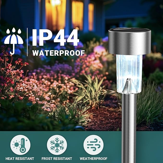 GIGALUMI Solar Lights Outdoor Waterproof, 20 Pack Cold White, Garden Decor Pathway Lights Solar Powered for Yard Patio, Lawn and Landscape