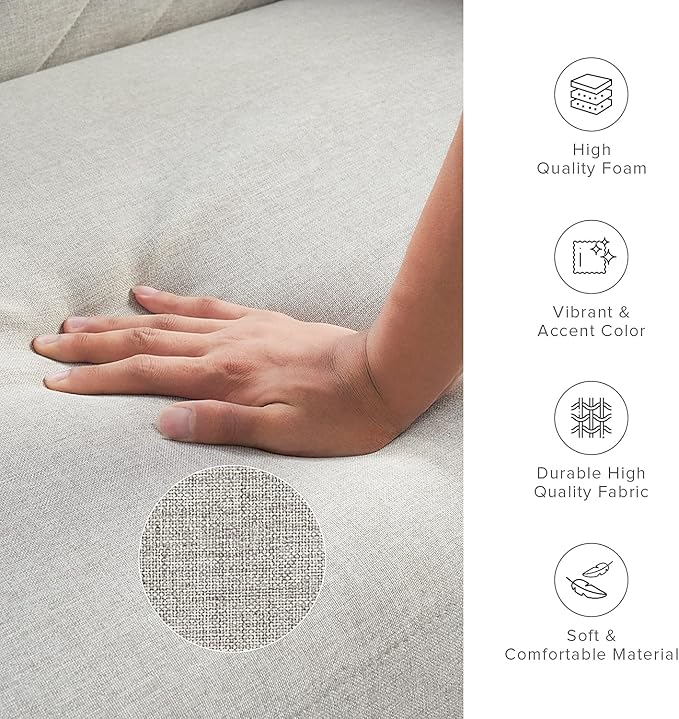 mopio 76.4" Futon Sofa Bed, Couch, Loveseat, Sleeper Sofa, Mid Century Modern Futon Couch, Sofa Cama, Couches for Living Room (Light Gray Fabric)