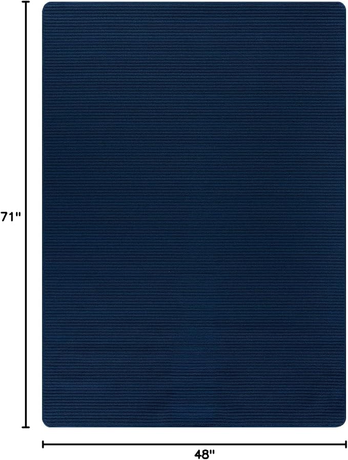Non Slip Navy Solid Rubber Back Thing Rug for Living Room 4x6 Area Rugs for Kitchen, Rugs for Bedroom, Stain Resistant Easy Cleaning Non Shedding Carpet Navy 4 x 6