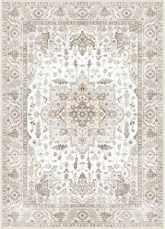 Area Rug 5x7, Machine Washable Rugs for Bedroom, Large Non Slip Persian Rug for Bedroom Living Room Kitchen Entryway Bathroom Office Carpet Brown…