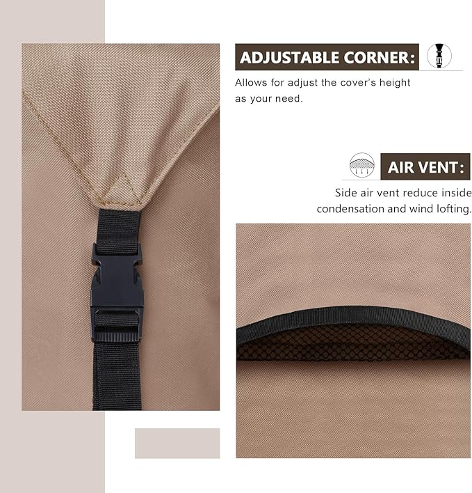 ULTCOVER Rectangular Patio Heavy Duty Table Cover - 600D Tough Canvas Waterproof Outdoor Dining Table and Chairs General Purpose Furniture Cover Size 76L x 54W x 28H inch