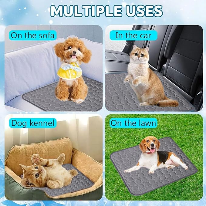 2025 Portable Dog Cooling Mat - Washable Pet Cooling Pad for Dogs & Cats - Ideal for Home & Outdoor Use (Dark Grey, 27.6" L x 21.7" W) - Keeps Pets Cool & Comfortable