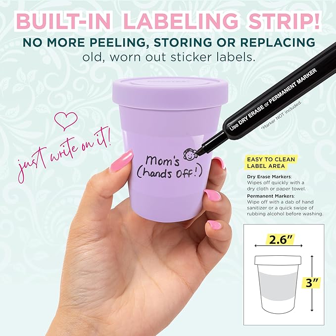 KOYAIRE Portion Control Ice Cream Containers for Homemade Ice Cream (6 oz. Each, 6 Pack), Airtight Food Storage Containers with Lids, Single Serving Mini Freezer Cups for Adults, Snack Size, Small