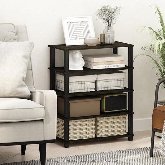 Furinno Turn-S-Tube Storage Shelves Set of 2, 3-Tier Stackable Standing Shelf, Open Corner Shelf, for Organization and Storage, Living Room, Garage, Home Office, Espresso