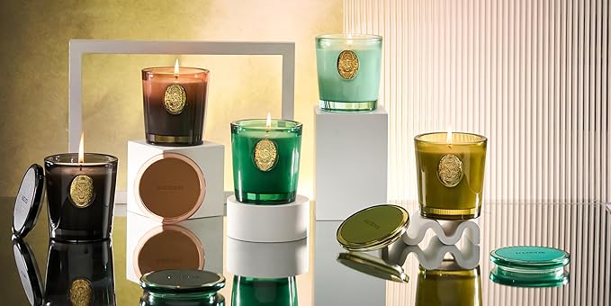 M&SENSE Natural Strong Soy Candle | Sandalwood Jasmine & Green | 9.2 oz, 50H Burn Time | Luxury Candle for Relaxation, Gifting, Home Décor | Ideal for Bedroom, Office, Party Ambiance